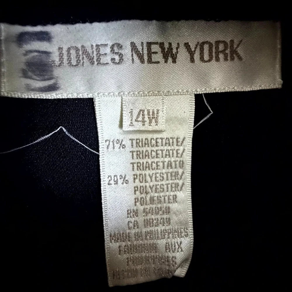 Jones New York Midi A-Line Skirt Womens 14W Black Button Front Career Academia